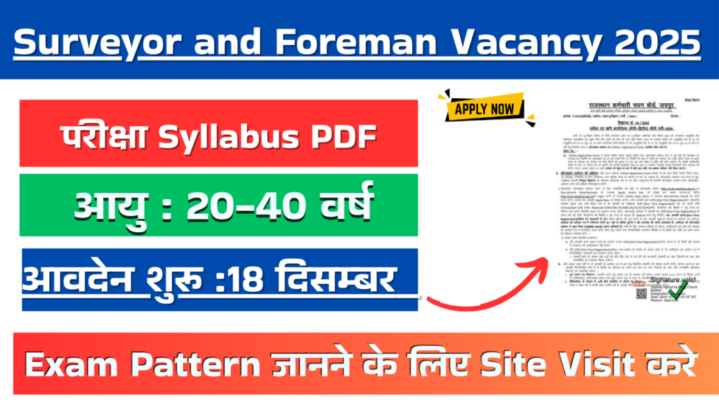 Surveyor and Mines Foreman Vacancy 2025